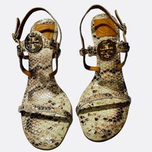 Tory Burch Low Heel Sandel, New Without Box, Never Worn, Snake Look Strap Sandel